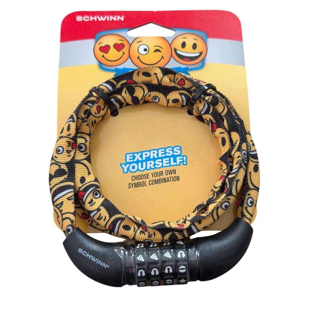 Bike Lock Schwinn Combo Lock 6mm Steel Cable Bike Lock Emoji Fabric Cover